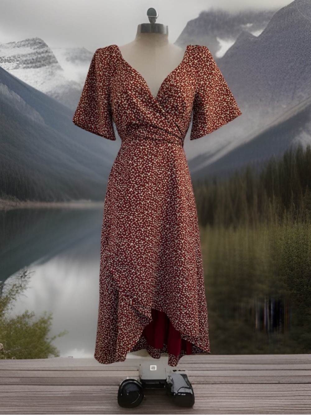 Mia Joy Floral Midi Wrap Dress